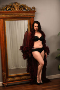 Ms M In Feathered Robe